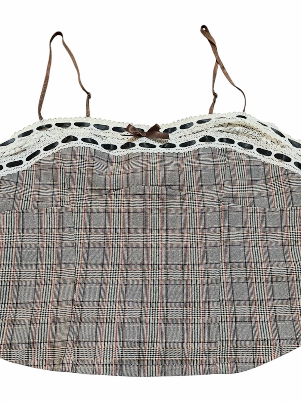 Moa Moa Women’s Plaid Lace Tank Top
